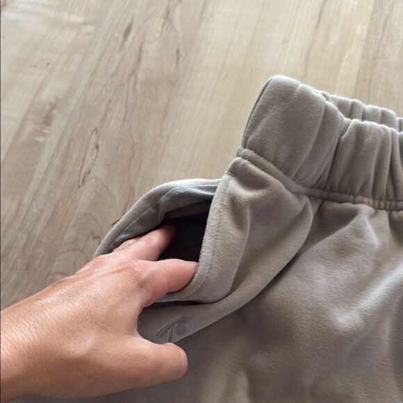 High waisted taupe workout sweat Shorts - Picture 2 of 4